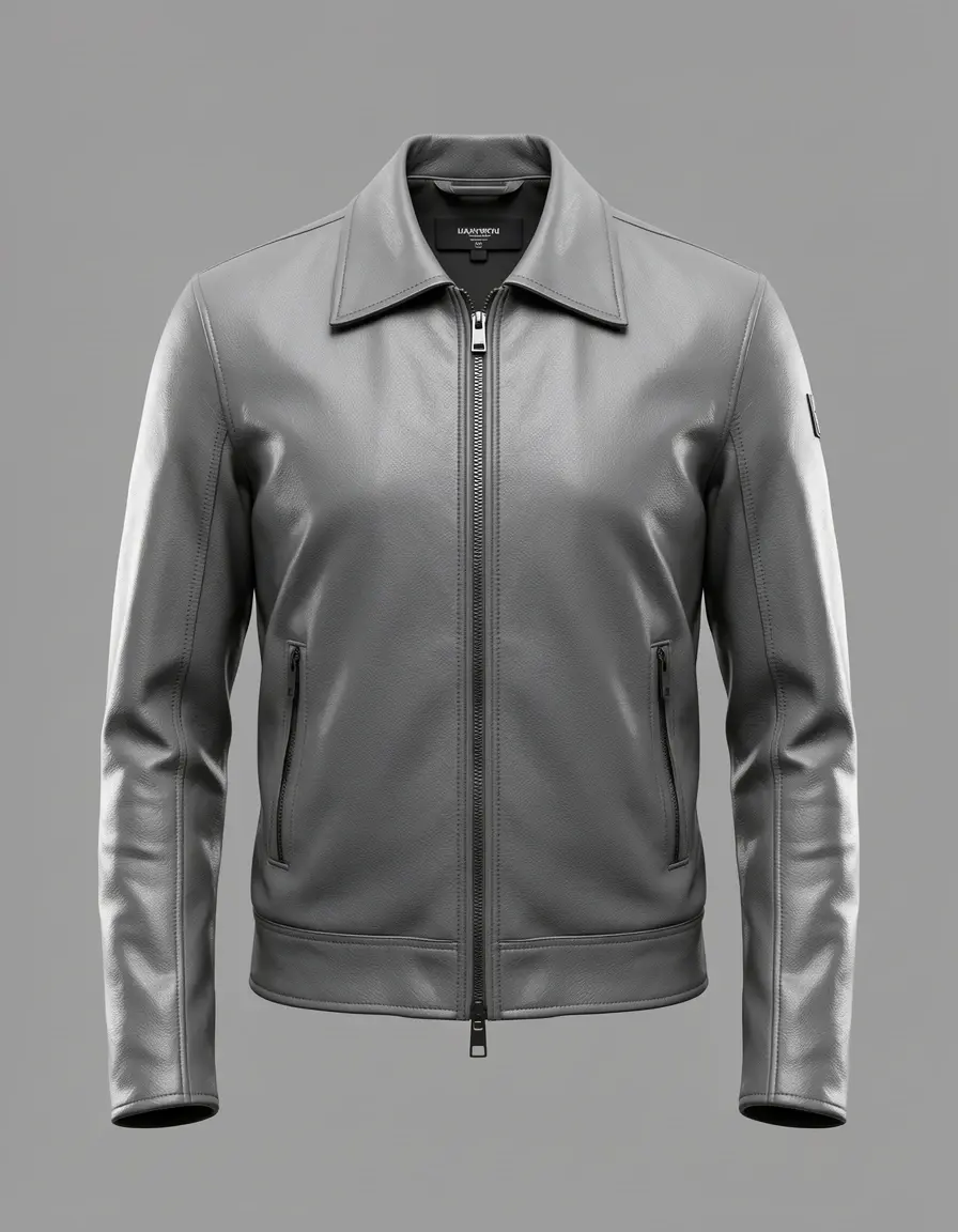 Graue Kunstlederjacke als modische Alternative