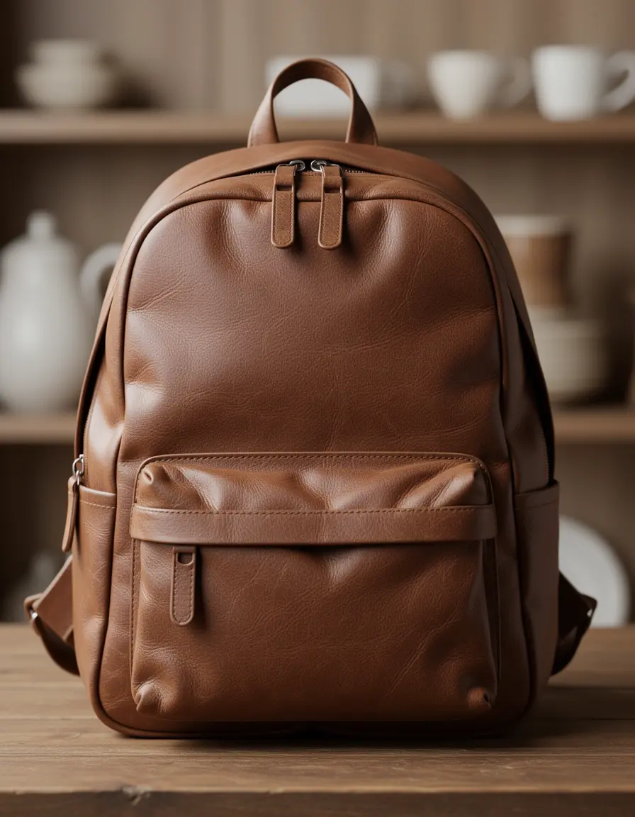 Casual Leather Backpack - lässiger Damen Lederrucksack für jeden Tag