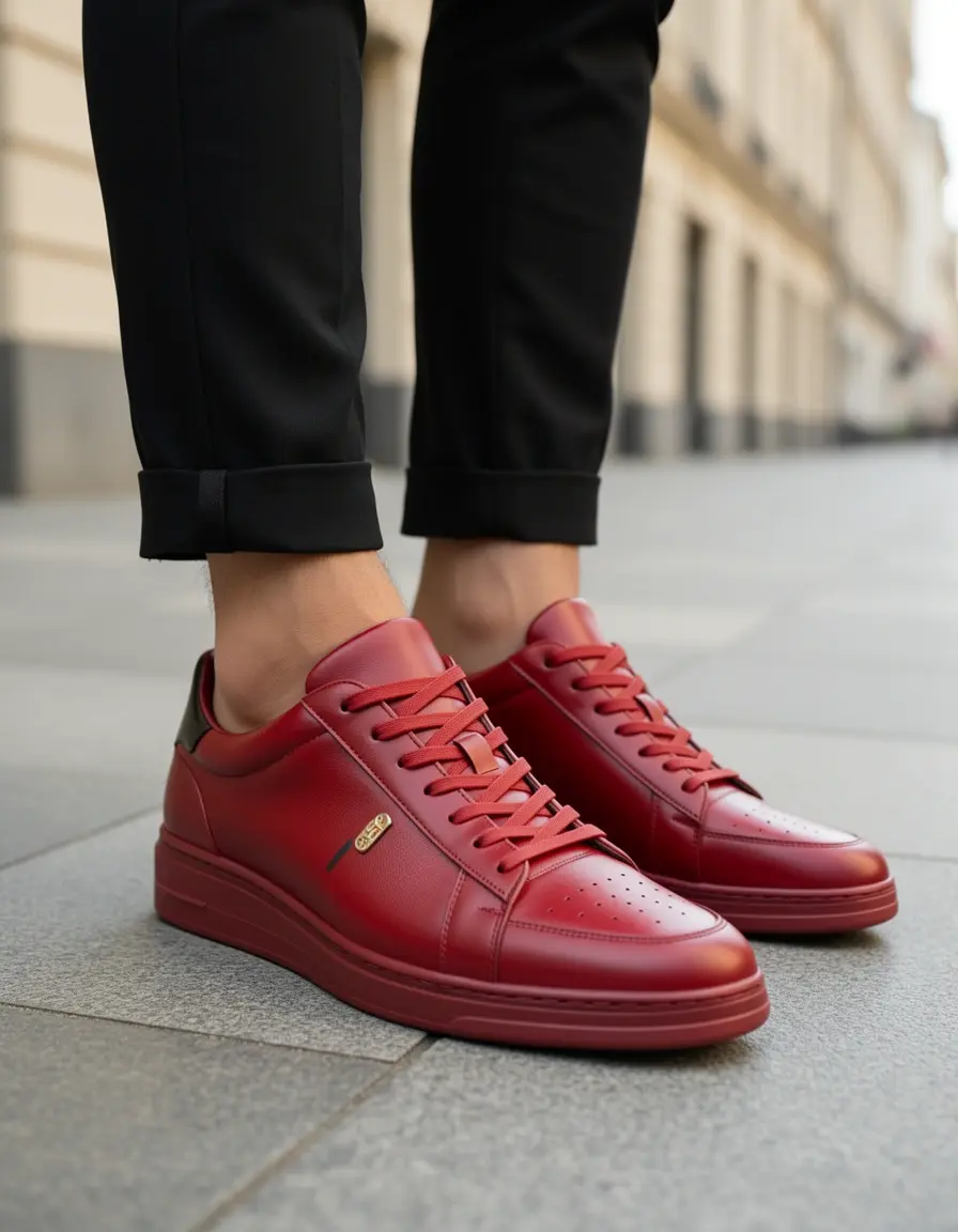 Roter Designer Leather Damen Sneaker