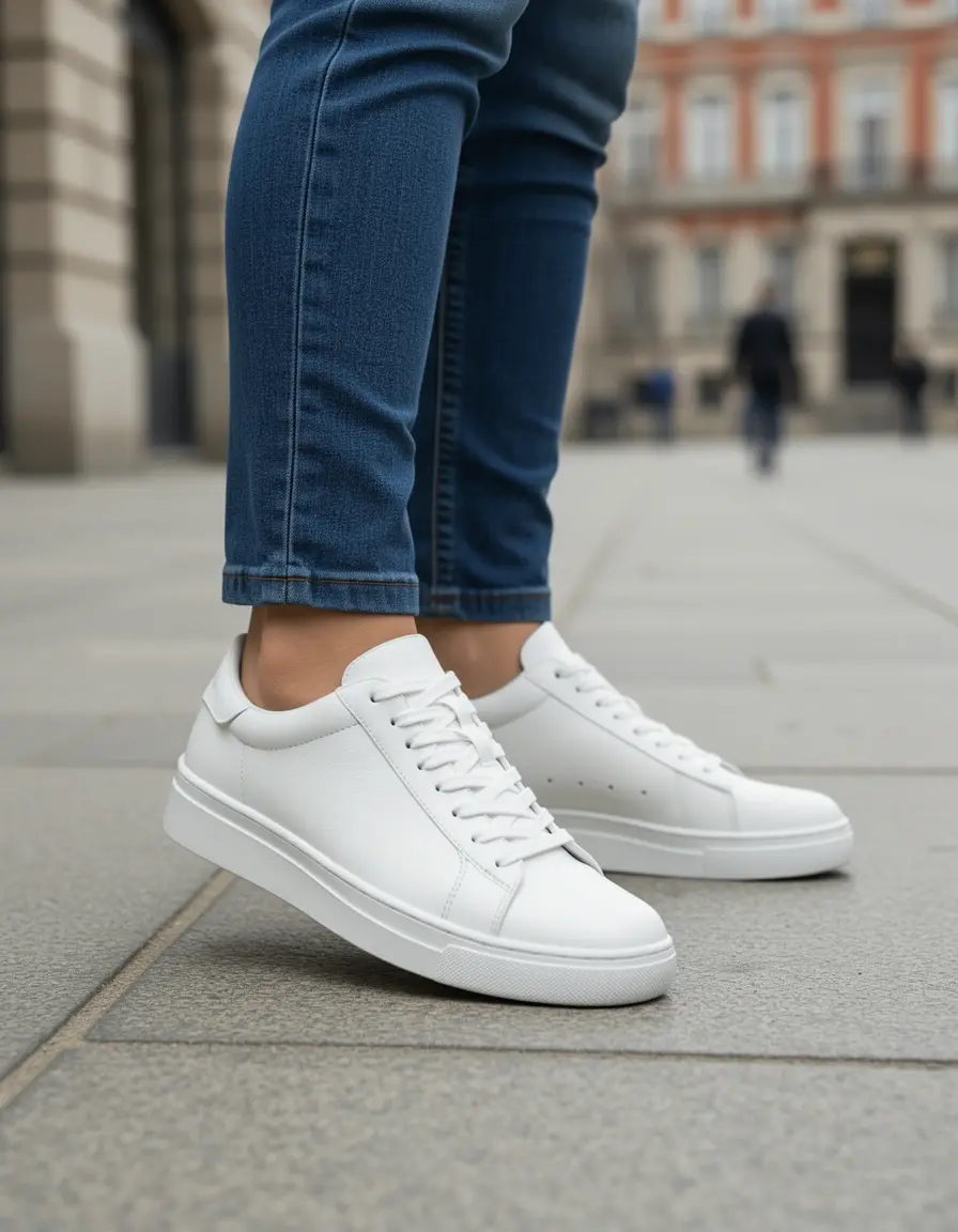 Weißer Low Top Sneaker Leder Damen aus weichem Echtleder