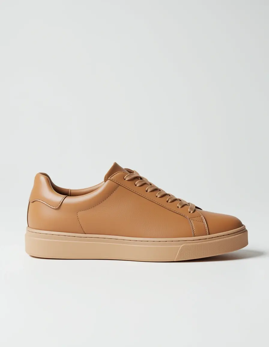 Minimalistischer brauner Ledersneaker für Damen