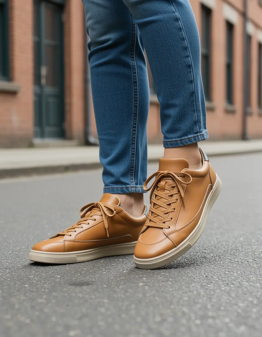 Brauner Retro Ledersneaker Damen