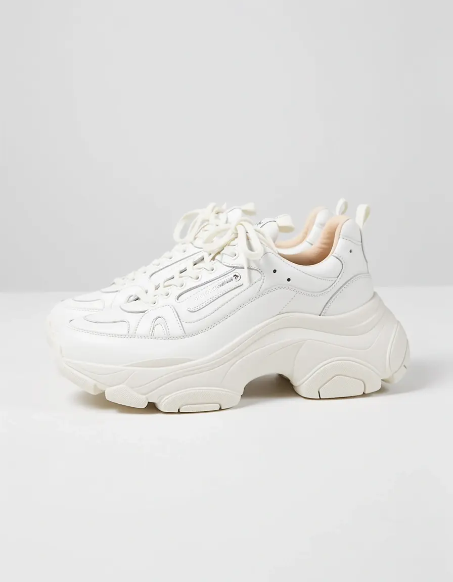 Weißer Chunky Sneaker aus Leder für Damen
