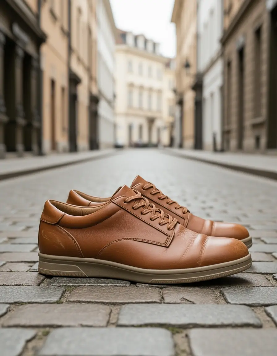 Vintage Leder Sneaker in hellem Braun