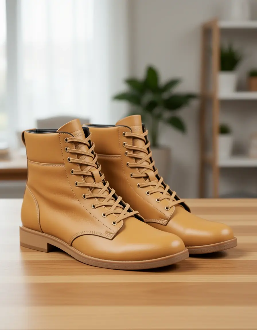 High Top Leder Sneaker in Cognac-Farbe