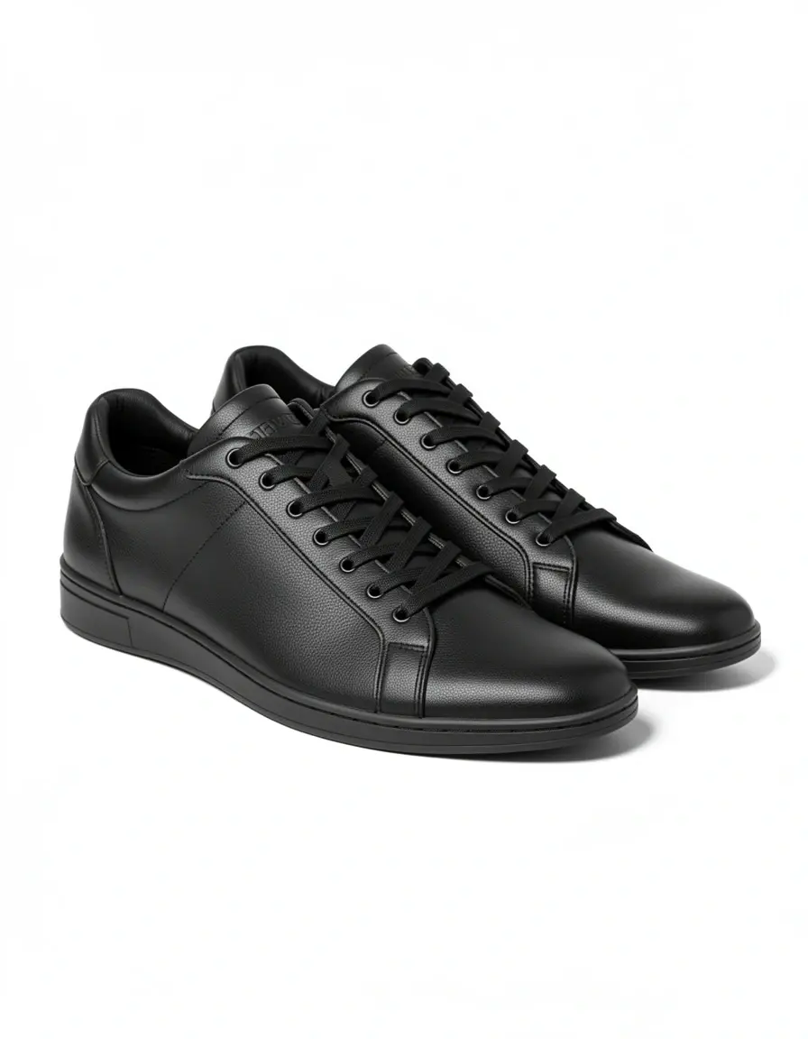 Lässige schwarze Damen Sneaker aus weichem Glattleder