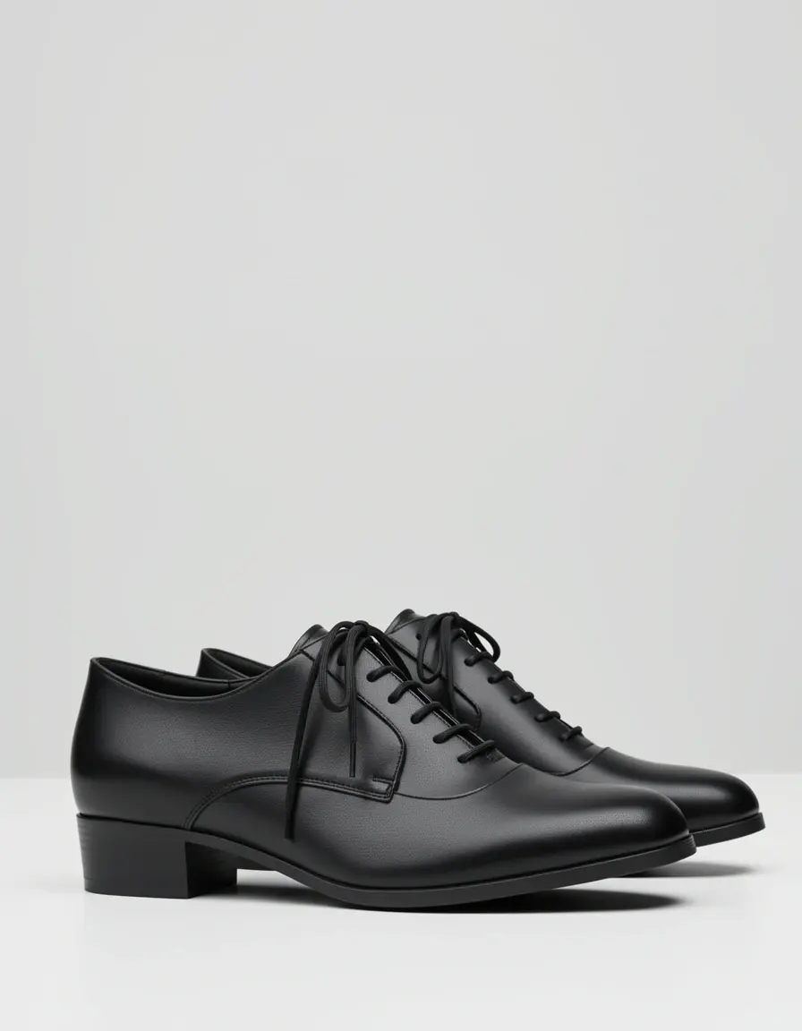 Klassische schwarze Schnürsneaker aus echtem Leder für Frauen