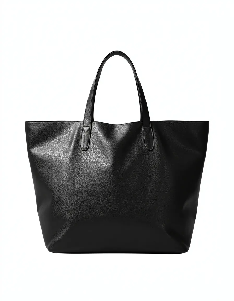 Schwarze Leder Tote Bag minimalistisch isoliert