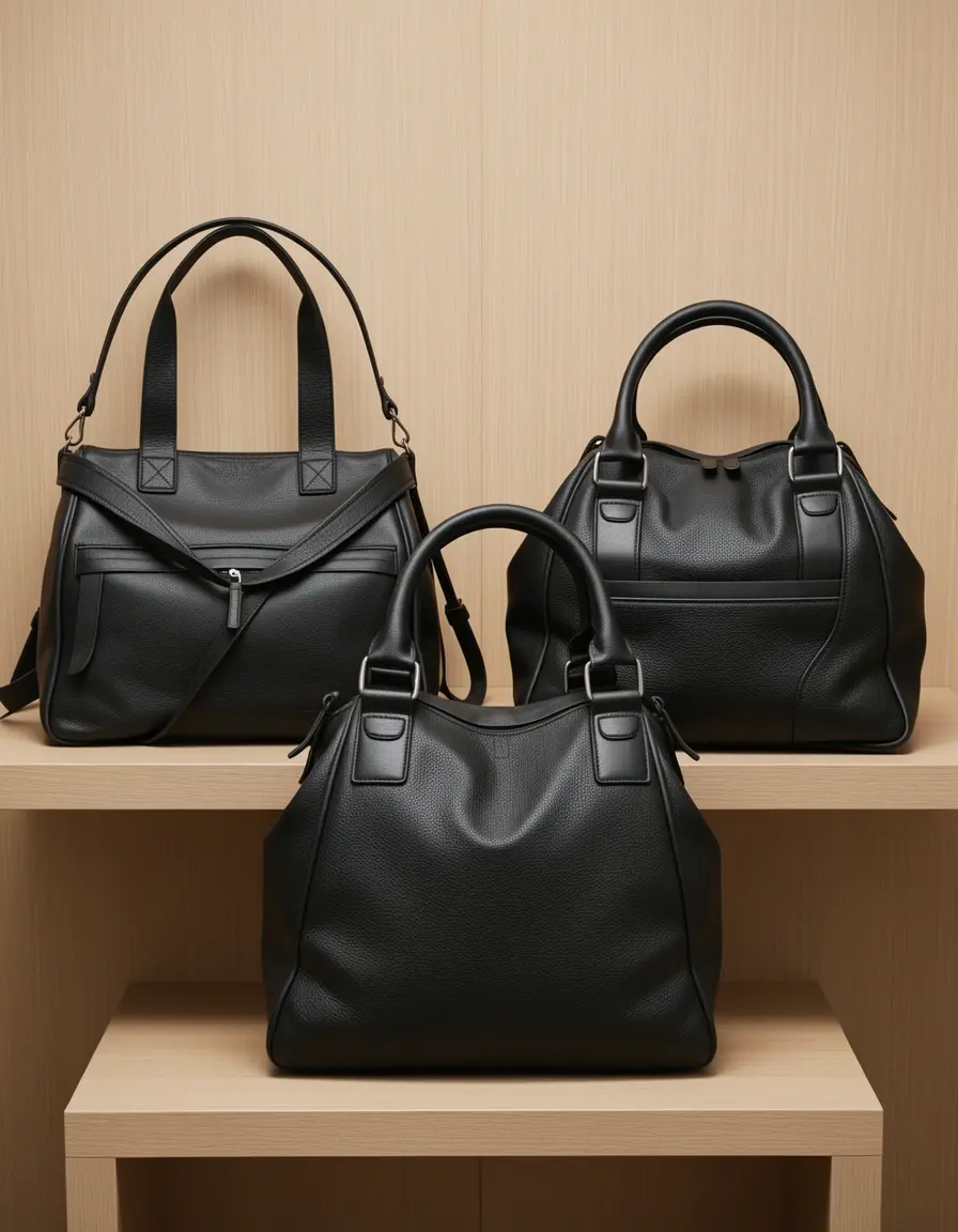 Große schwarze Reisetasche (Duffel) aus Leder