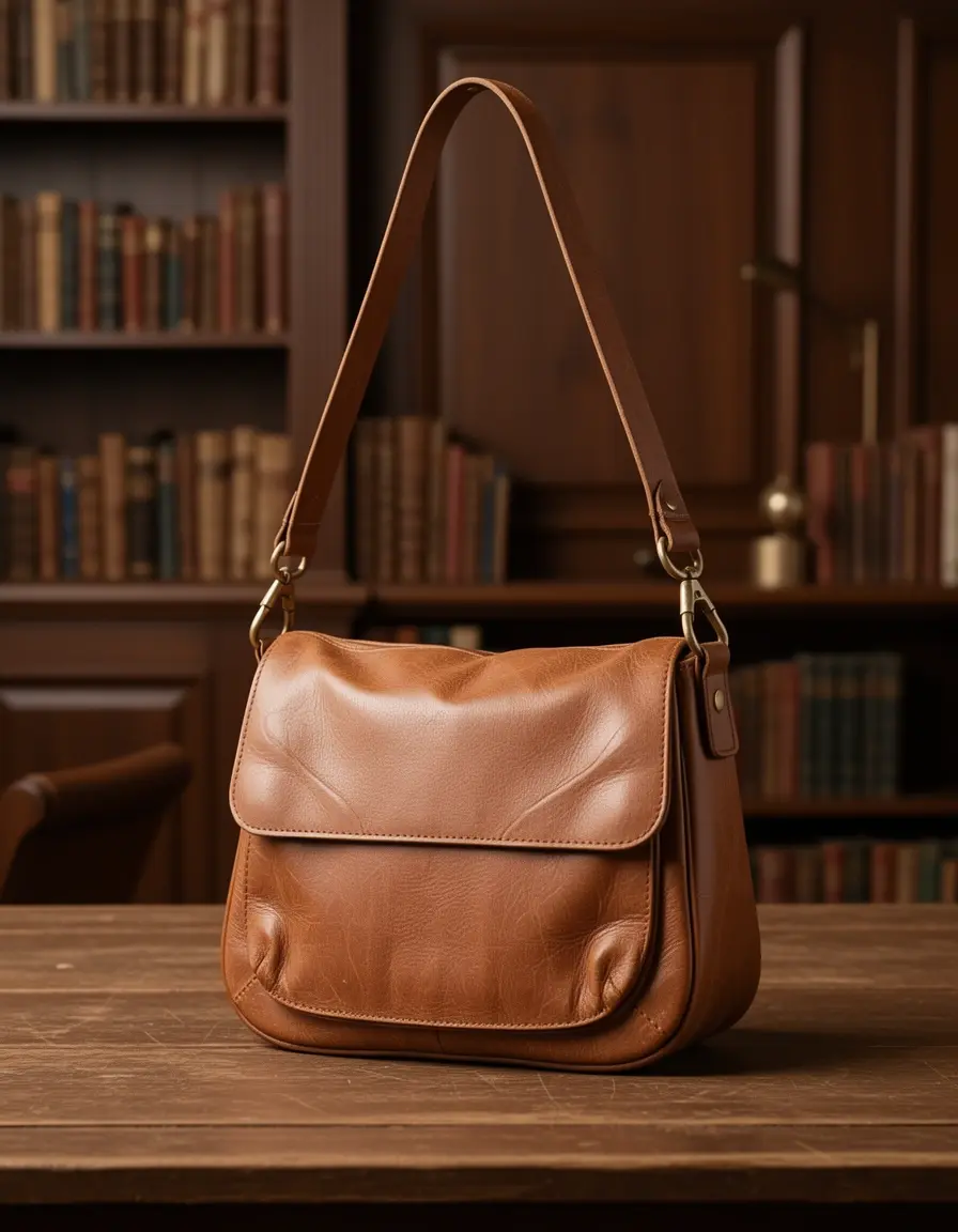 Vintage Umhängetasche Damen Leder in hellem Braun Tan