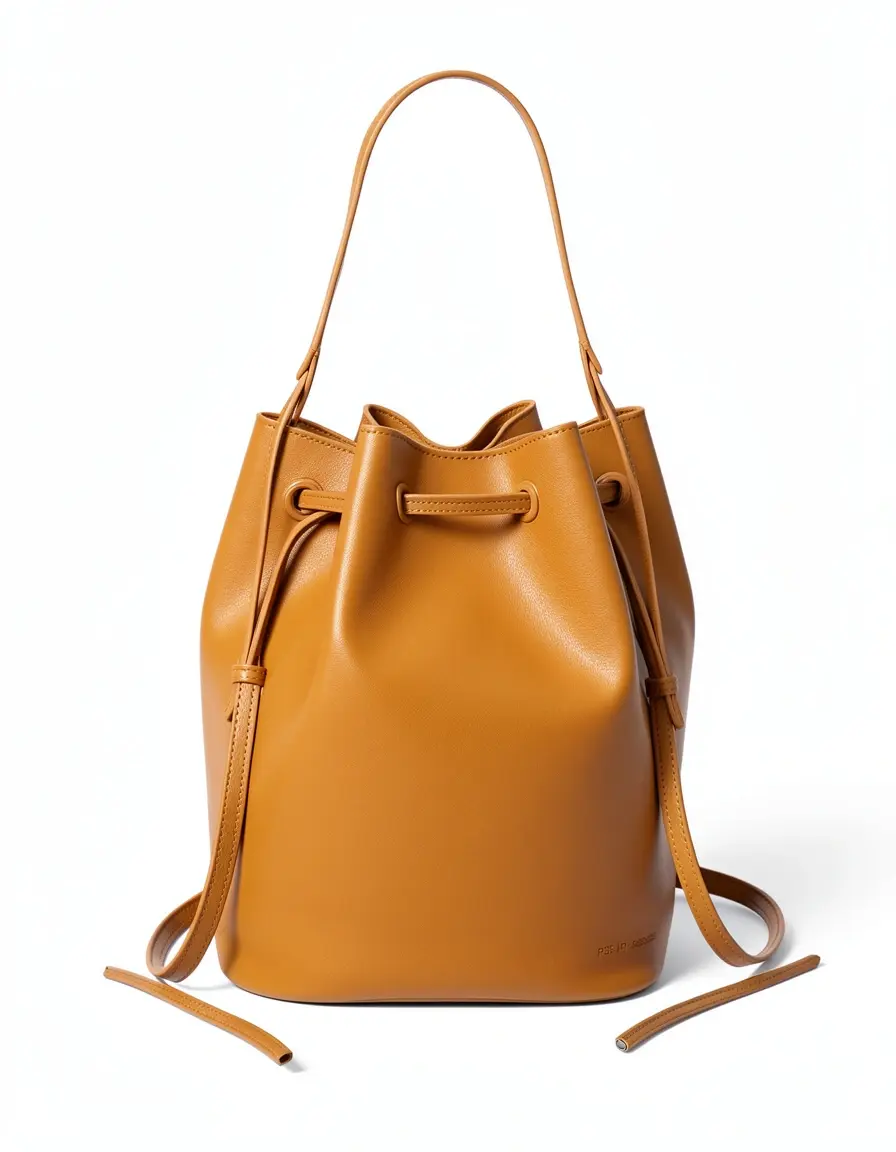 Beuteltasche Bucket Style Umhängetasche Damen Leder Tan