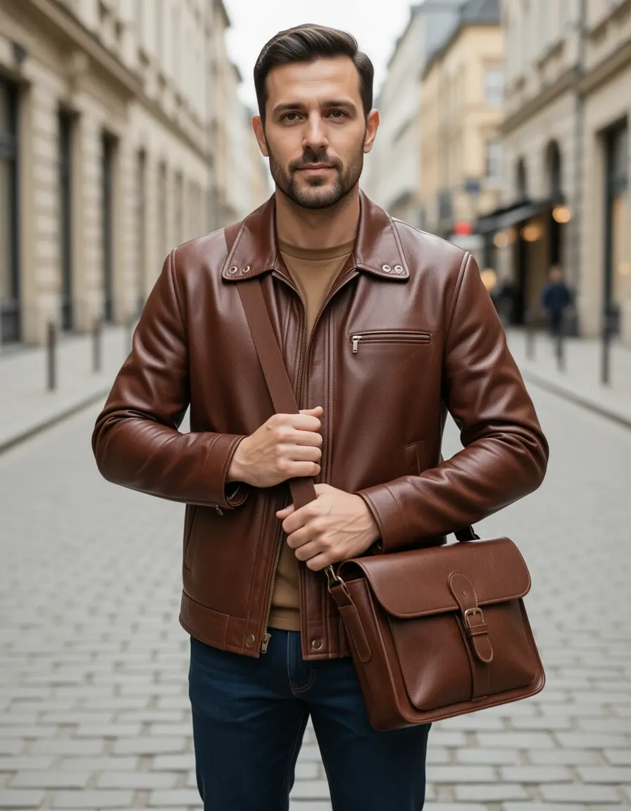 Braune Herren Leather Messenger Bag aus hochwertigem Rindsleder