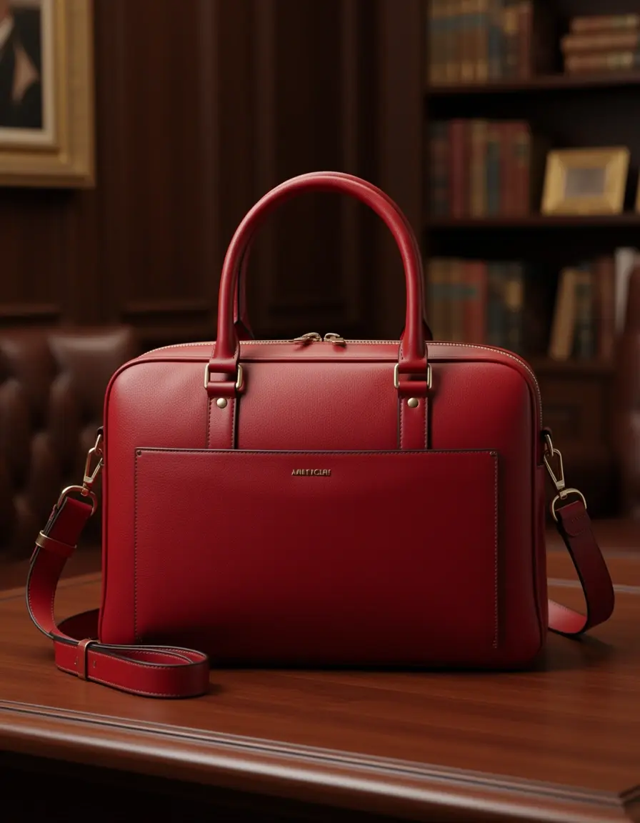 Rote Designer Leder Tasche für Herren mit edler Textur