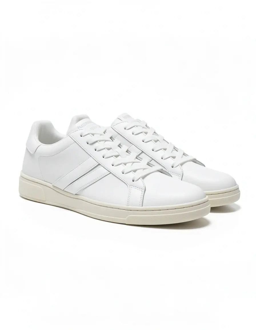 Weiße Fashion Leder Sneaker Damen für das Büro