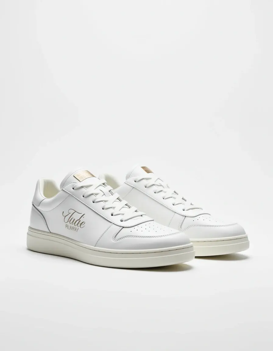 Weiße Luxus Designer Leder Sneaker minimalistisch