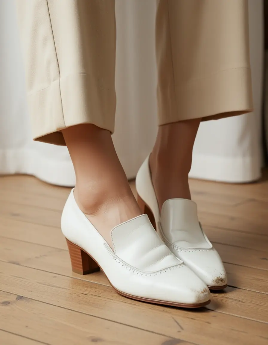 Vintage weiße Leder Sneaker Damen im Retro Look