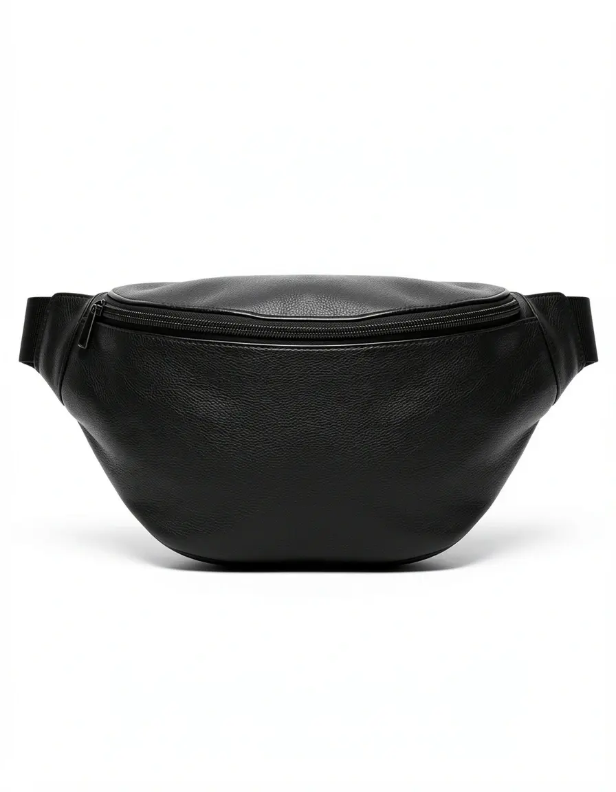 Schwarze sportliche Bauchtasche Damen Leder