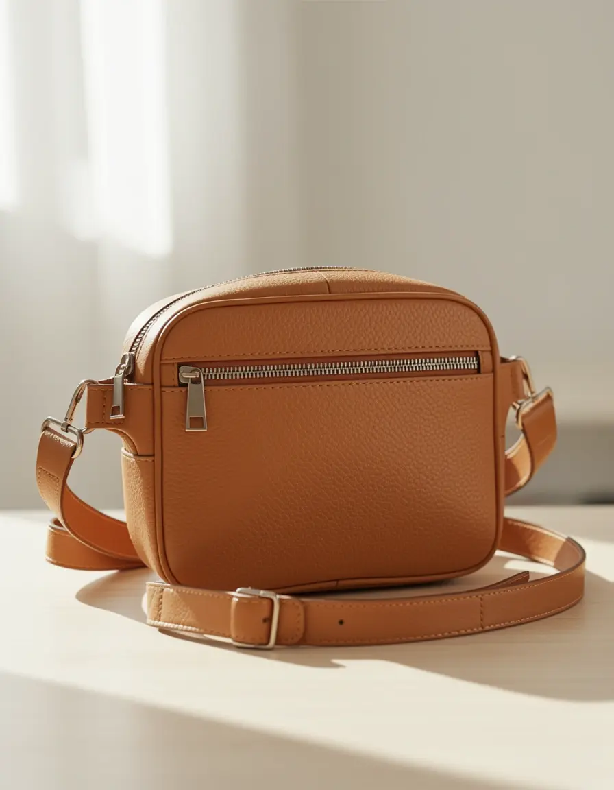 Hellbraune Crossbody Bauchtasche Damen Leder