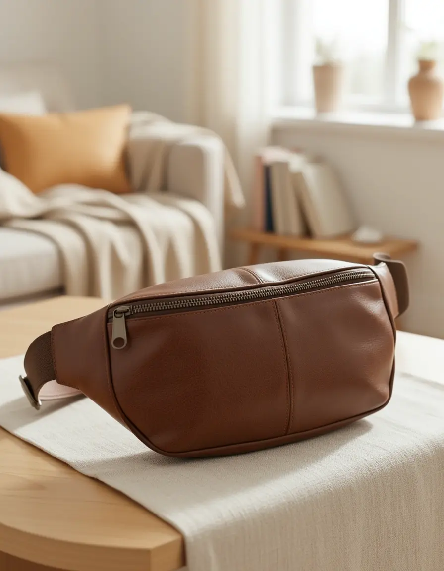 Braune Casual Bauchtasche Leder Damen aus weichem Echtleder