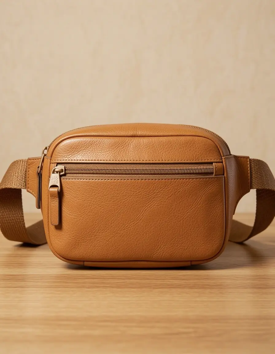 Hellbraune Reise Bauchtasche Leder Damen für Globetrotter