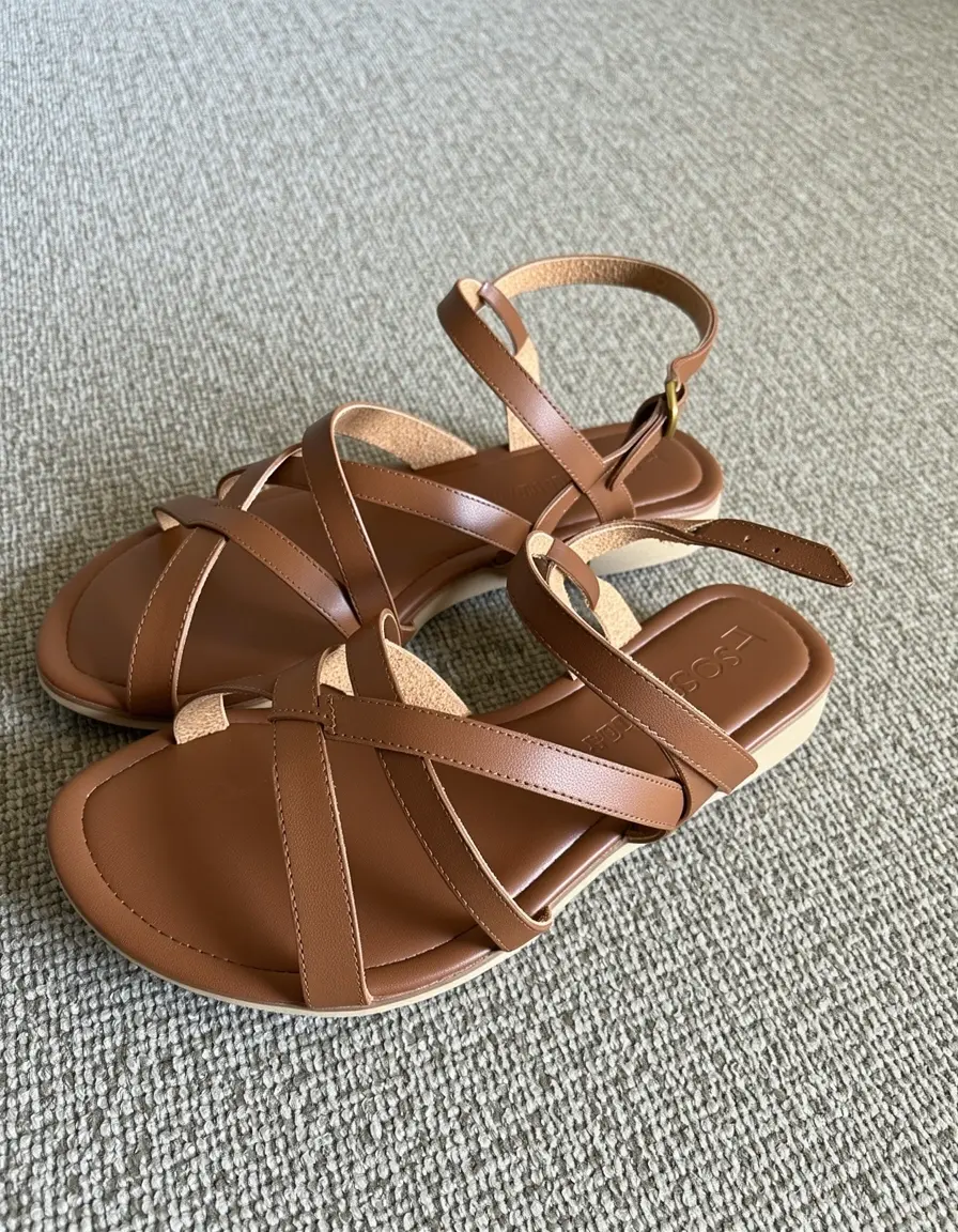 Elegante Strappy Damen Sandale Leder in Braun