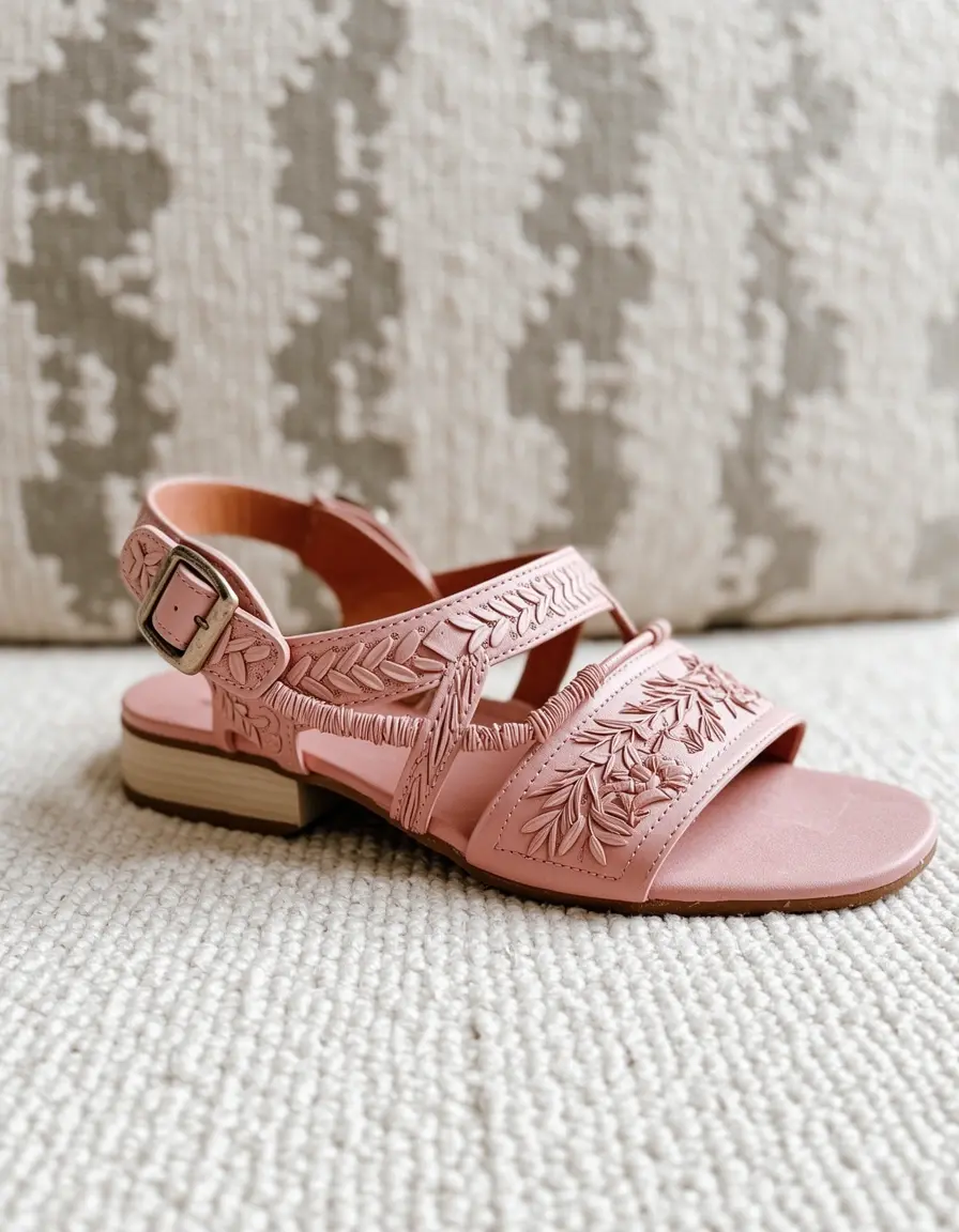 Pinke Bohemian Damen Sandale Leder