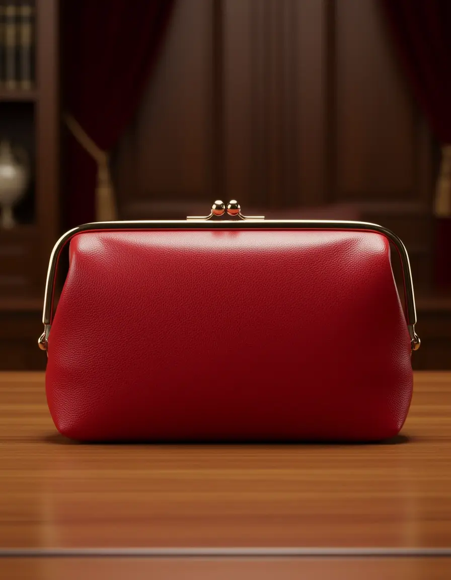 Luxury red leather purse