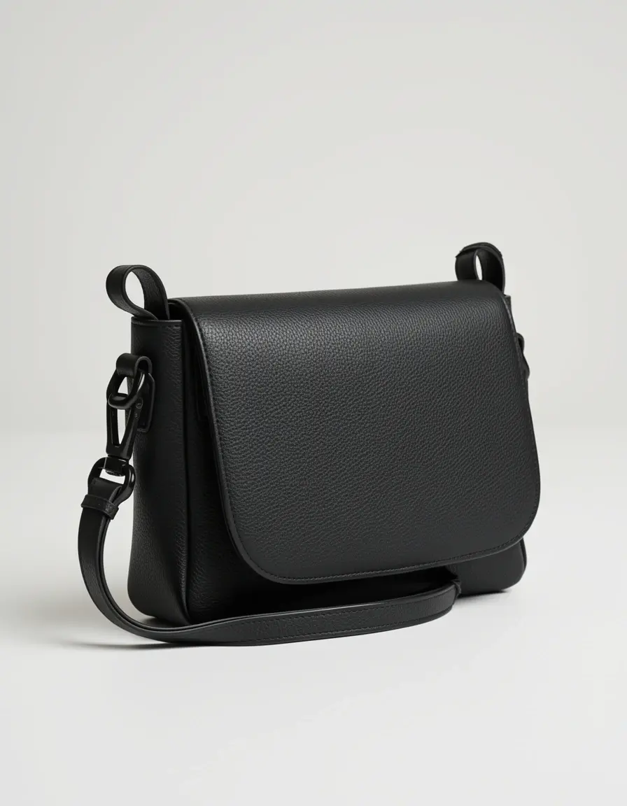 Adjustable black leather umhängetasche