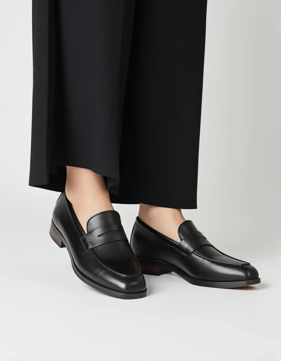 Elegante schwarze Leder Loafer für Damen