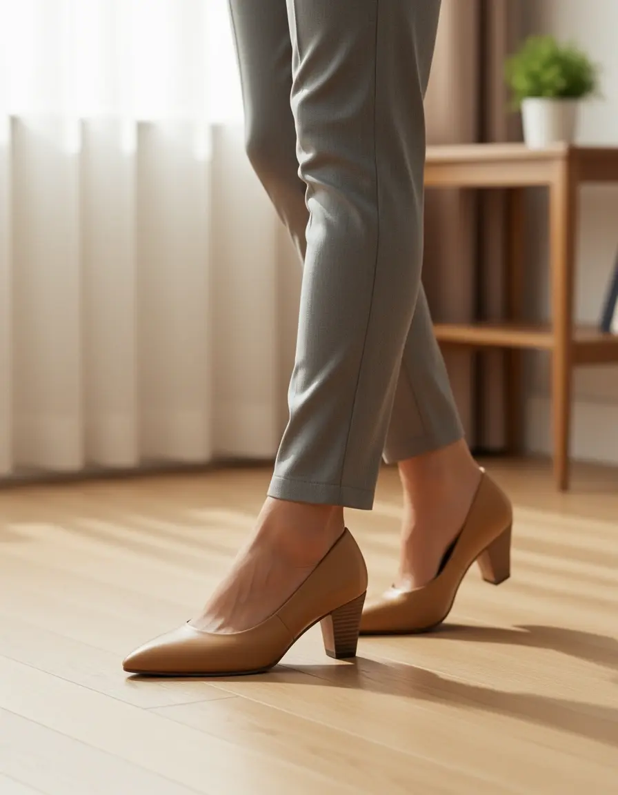 Tan-farbene Lederpumps für Damen