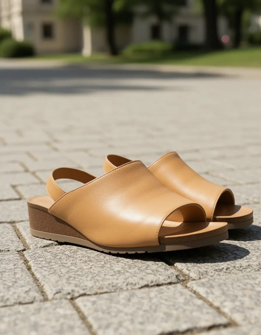 Lässige Tan-farbene Ledersandalen für den Sommer