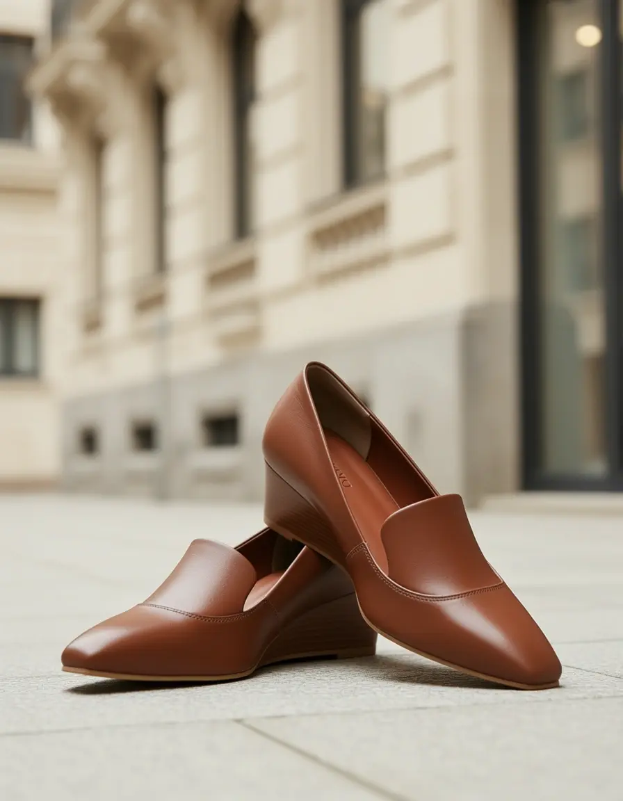 Braune Leder Wedges für Damen