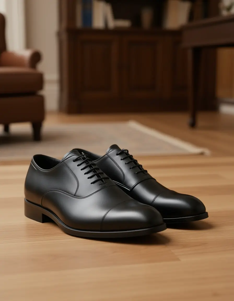 Klassische schwarze Leder Oxfords für Damen