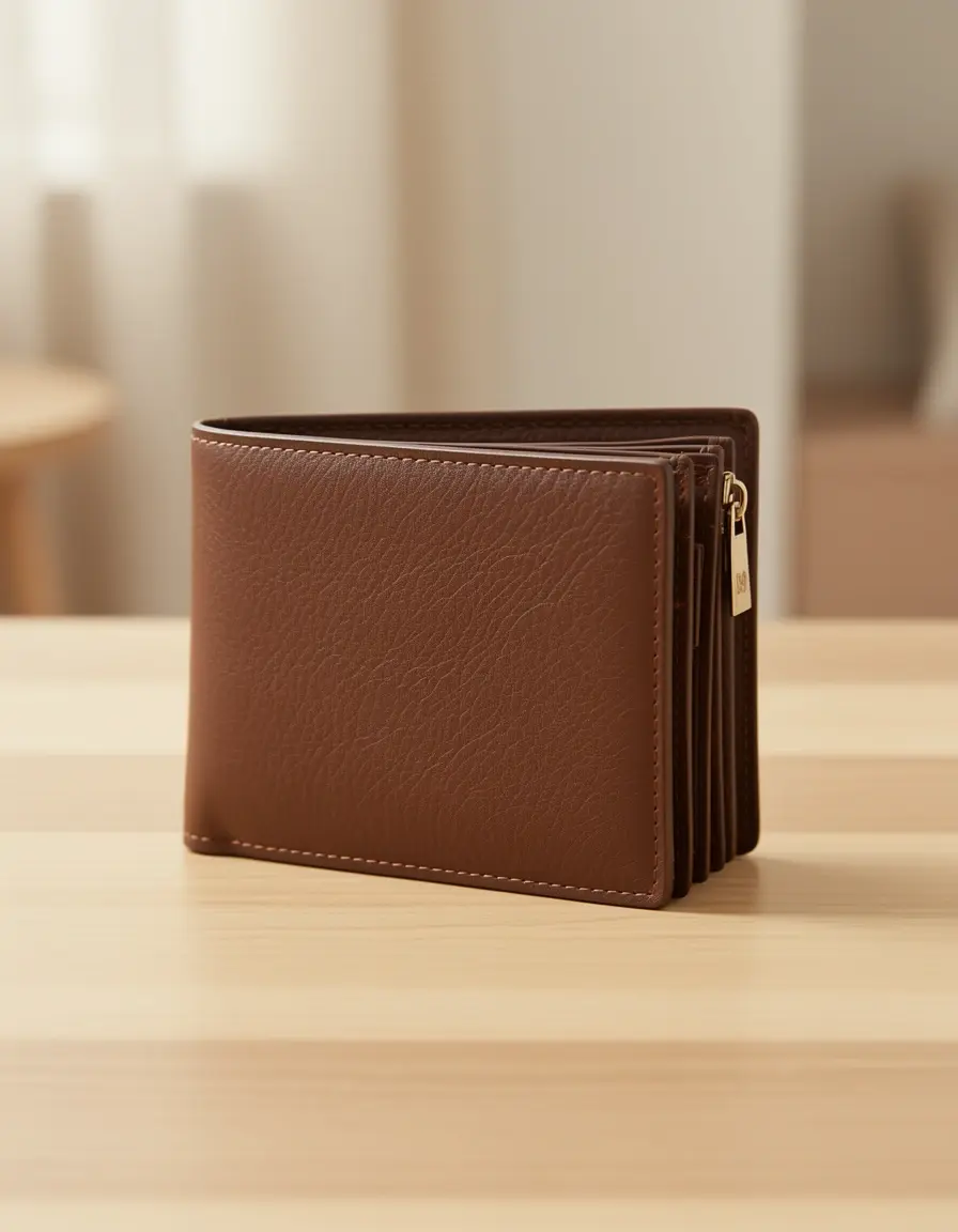 Brauner Bifold Leder Geldbeutel Damen im klassischen Design