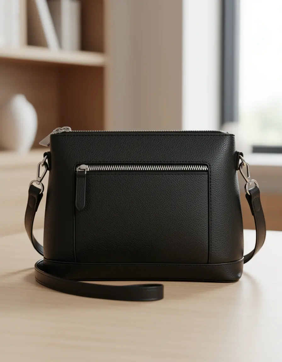 Schwarzer RFID Schutz Leder Geldbeutel für Damen