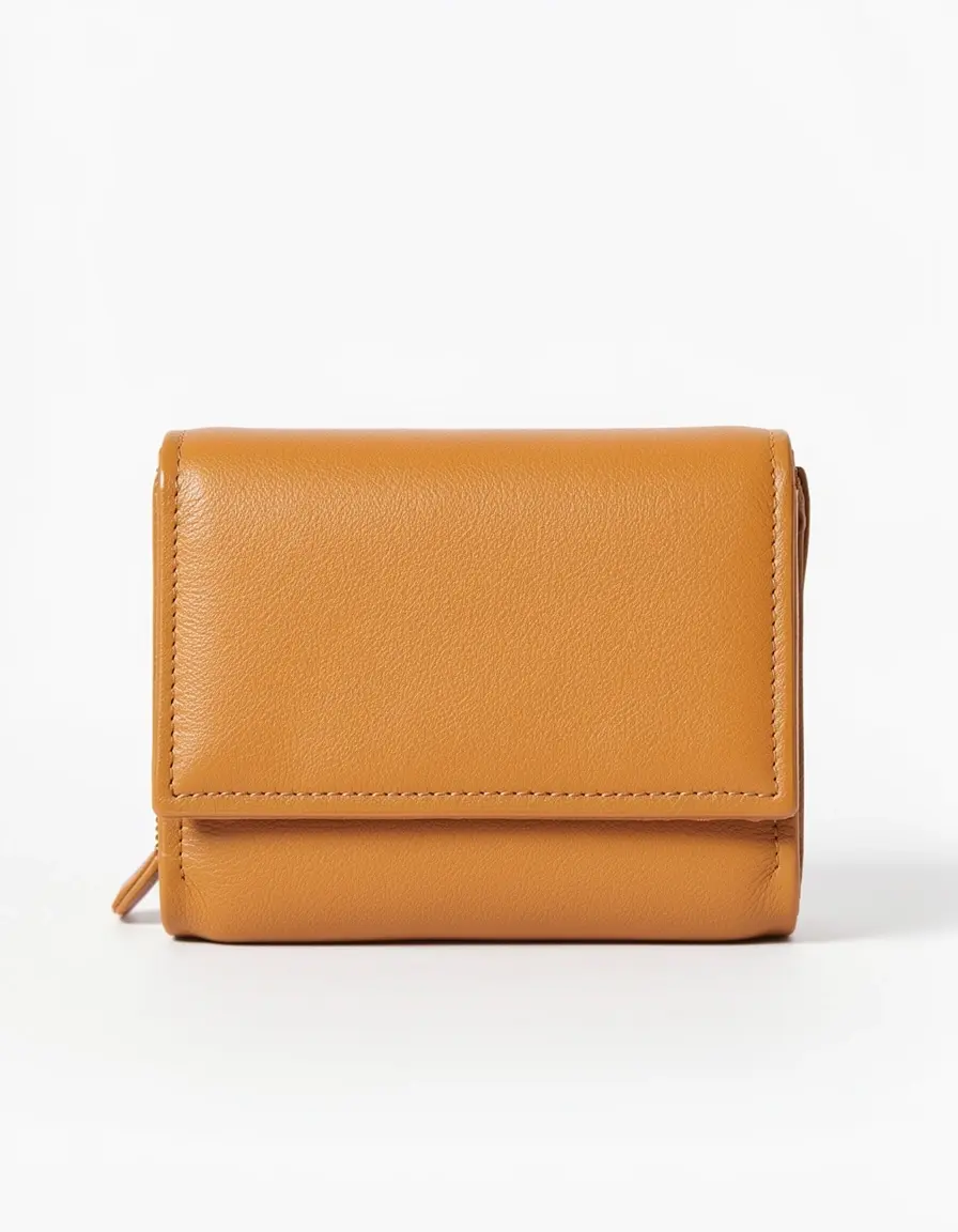 Hellbraune Bifold Leder Geldbörse