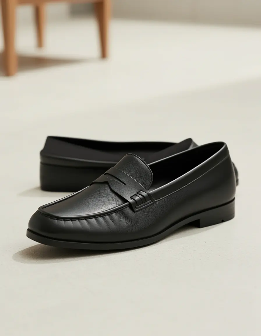 Schwarze Loafer Damen Leder schlicht und elegant