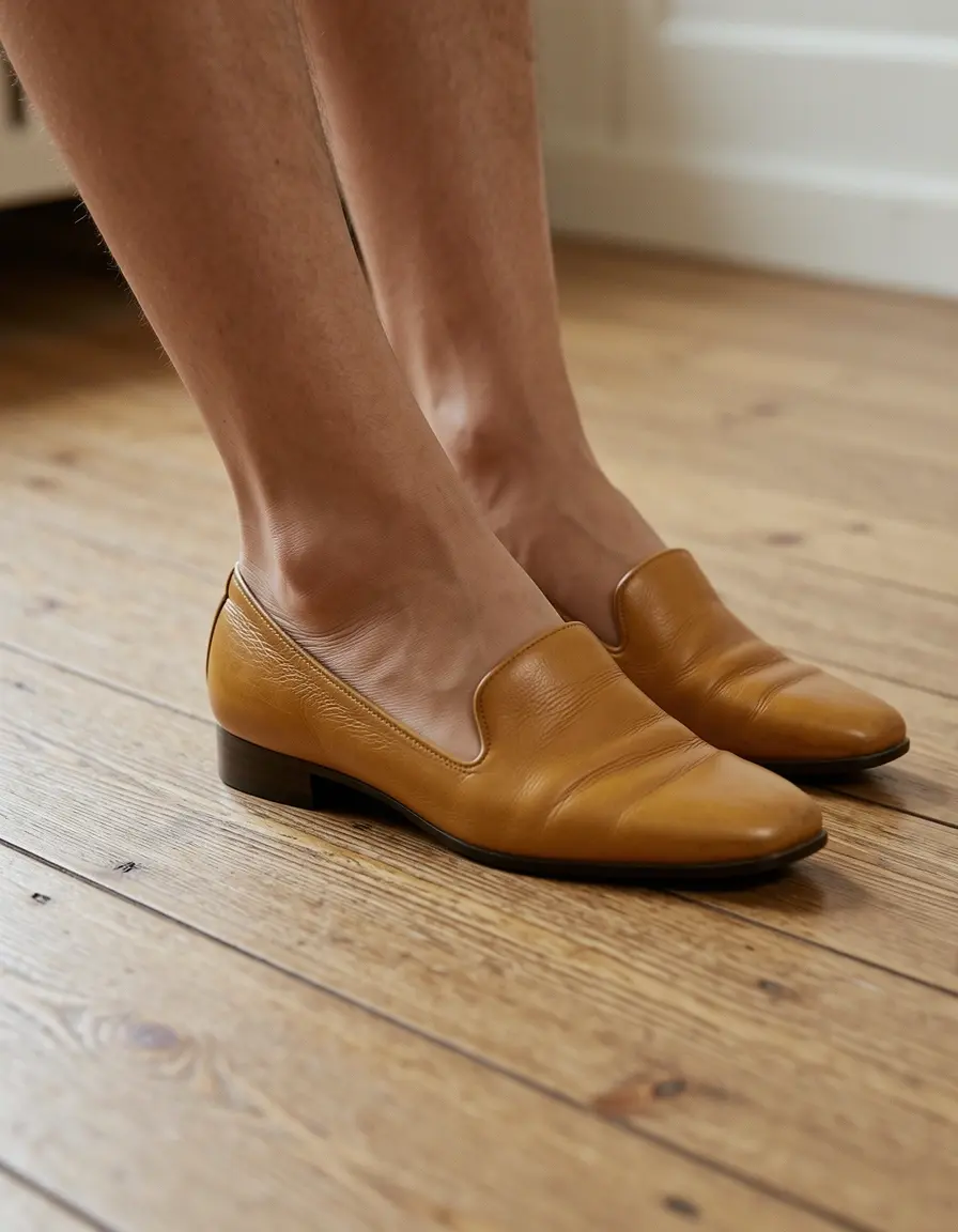 Vintage braune Halbschuhe Damen Leder