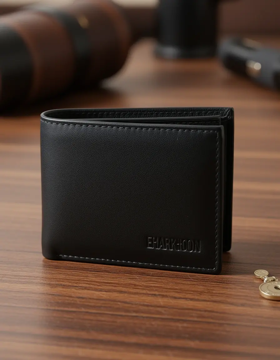 Schwarzes herren portemonnaie leder im Bifold-Stil