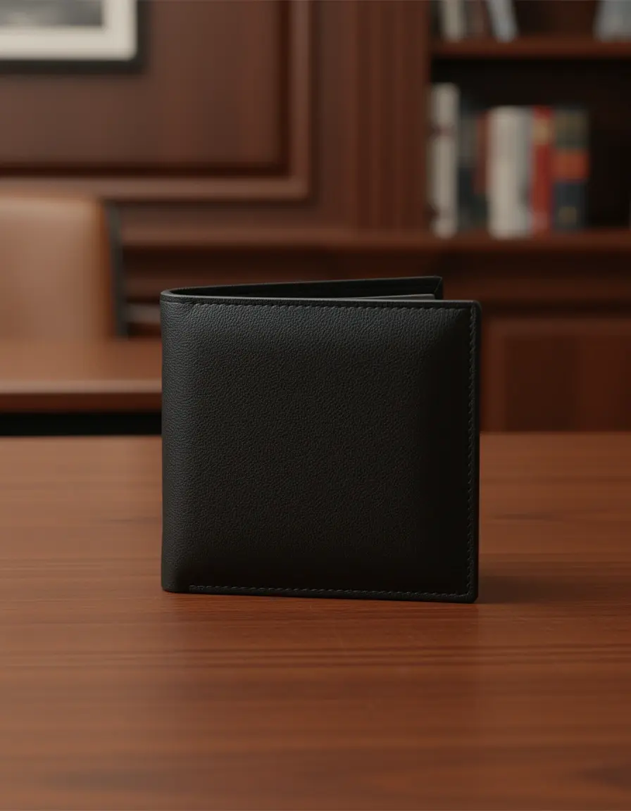 Schwarzes Trifold herren portemonnaie leder für maximale Kapazität