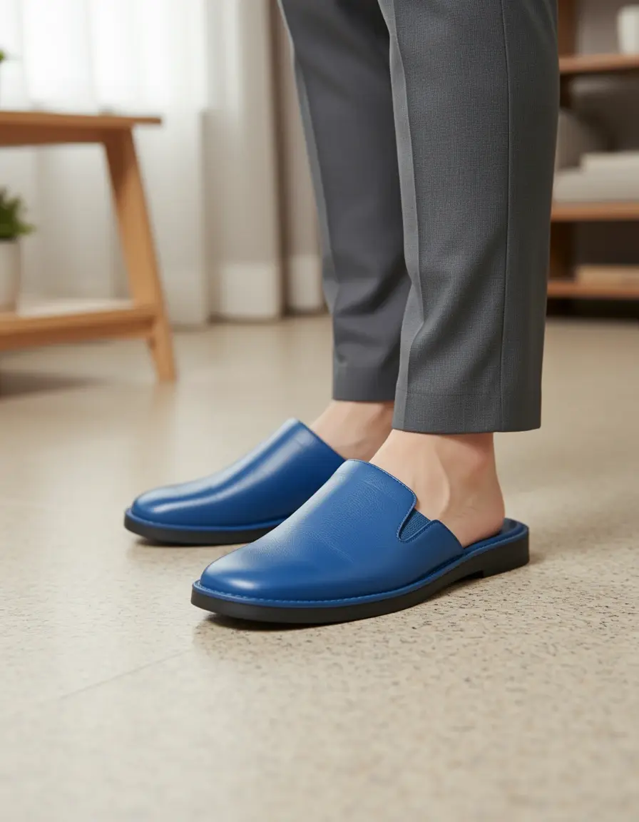 Blaue Casual Lederhausschuhe für Herren