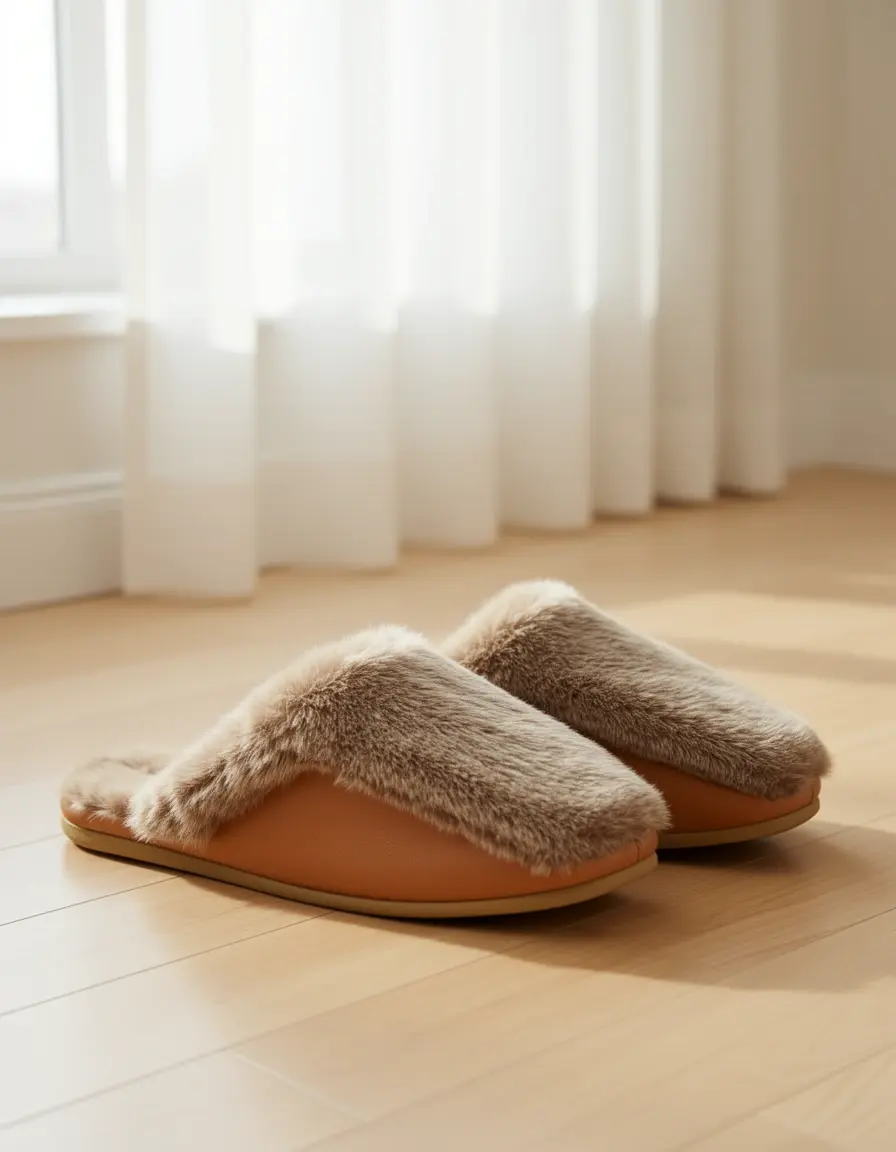 Gefütterte Hausschuhe Leder Herren für den Winter