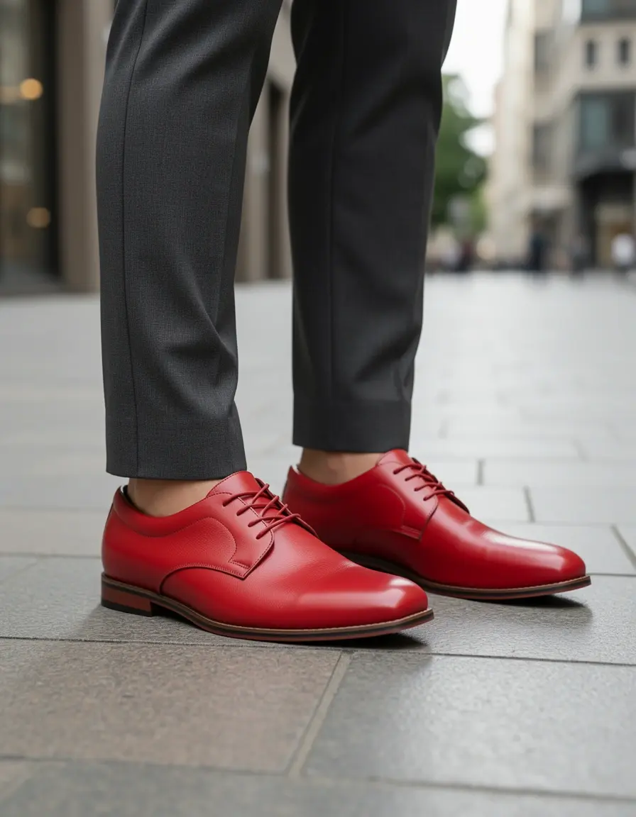 Rote schlichte Hausschuhe Leder Herren modernes Design