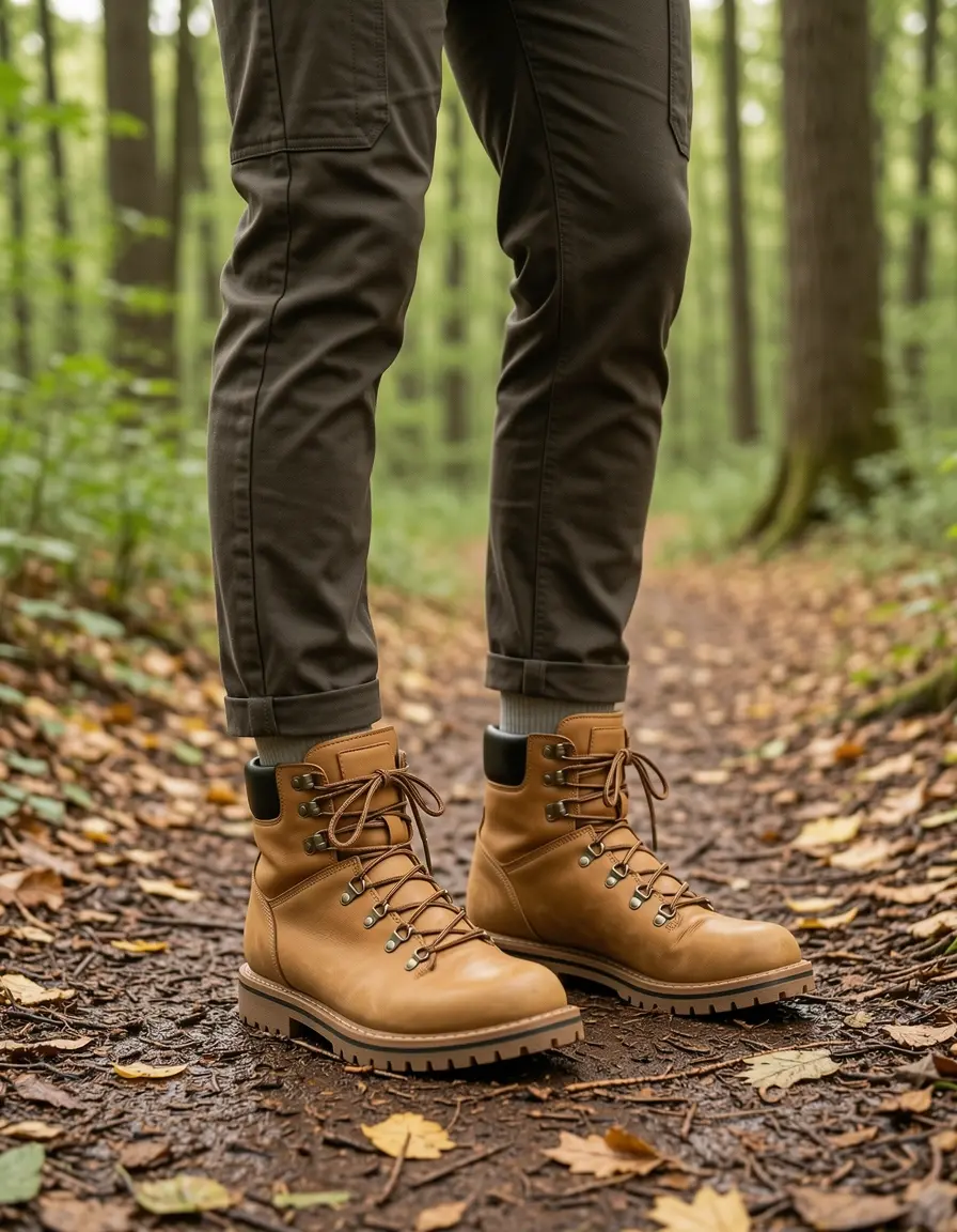 Wanderschuhe aus hellbraunem Leder für Herren