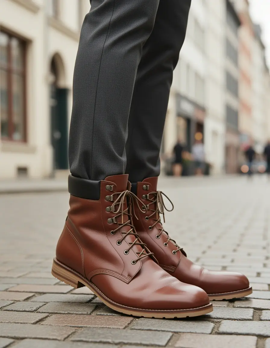Elegante dunkelbraune Lederboots für formelle Anlässe