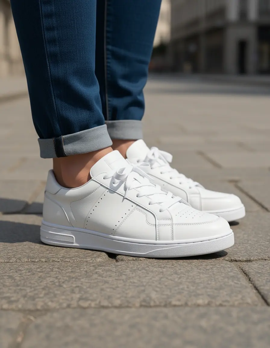 Weiße minimalistische Herren Sneaker aus Leder