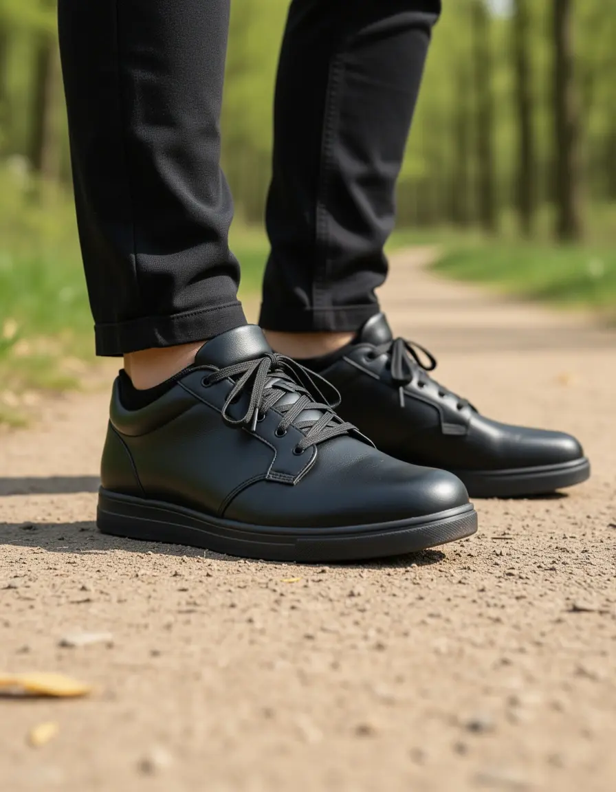 Wasserdichte schwarze Ledersneaker für Herren