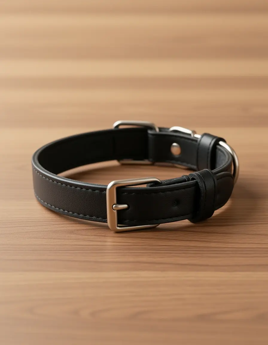 Schwarzes Hundehalsband aus echtem Leder klassisches Design