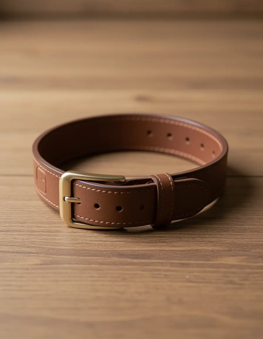 Braunes Lederhalsband Hund mit robuster Messingschnalle