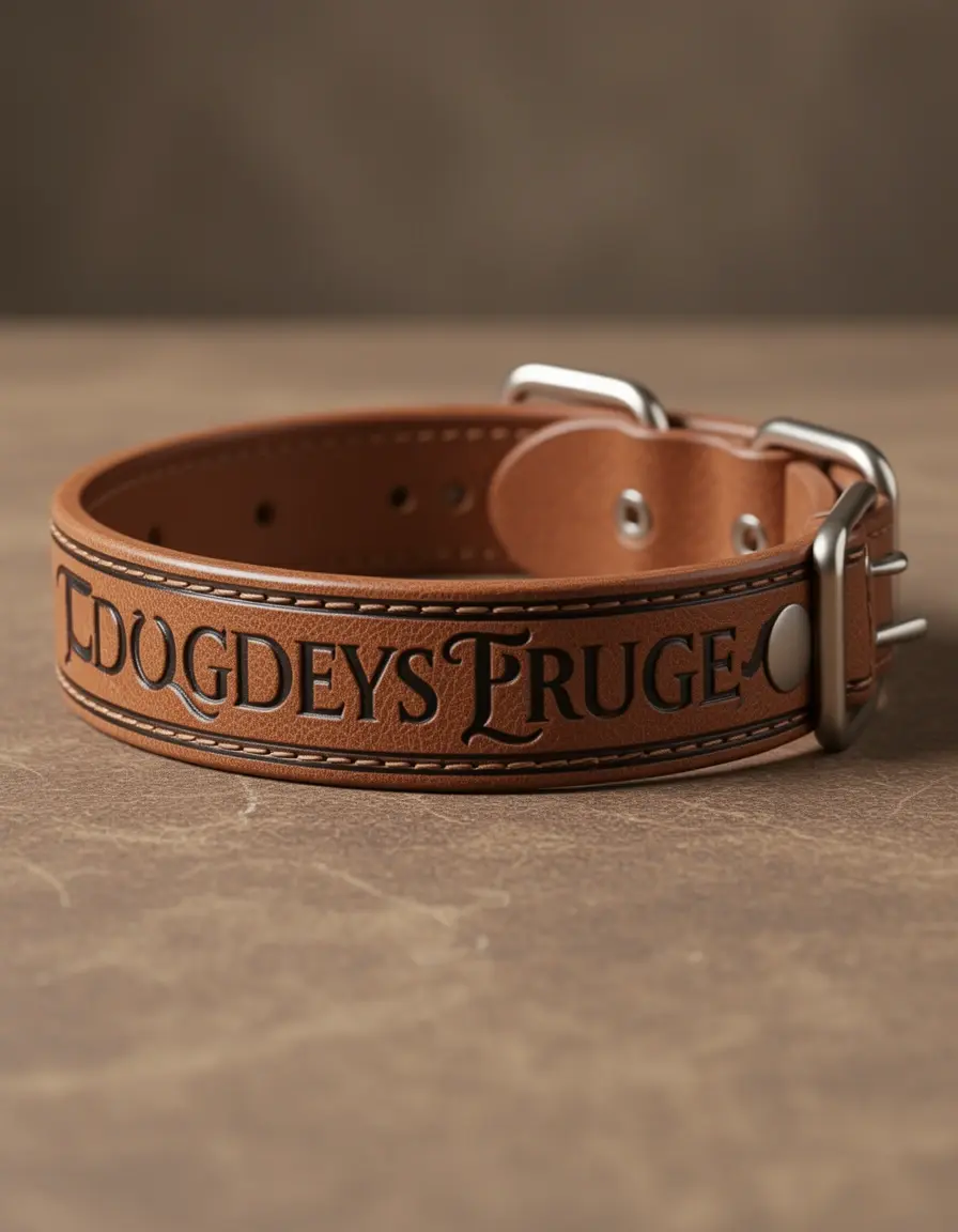 Personalisiertes Lederhalsband mit Namensgravur für Hunde